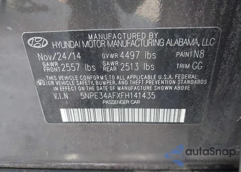 2015 Hyundai Sonata Sport from USA, damaged, VIN 5NPE34AFXFH141435